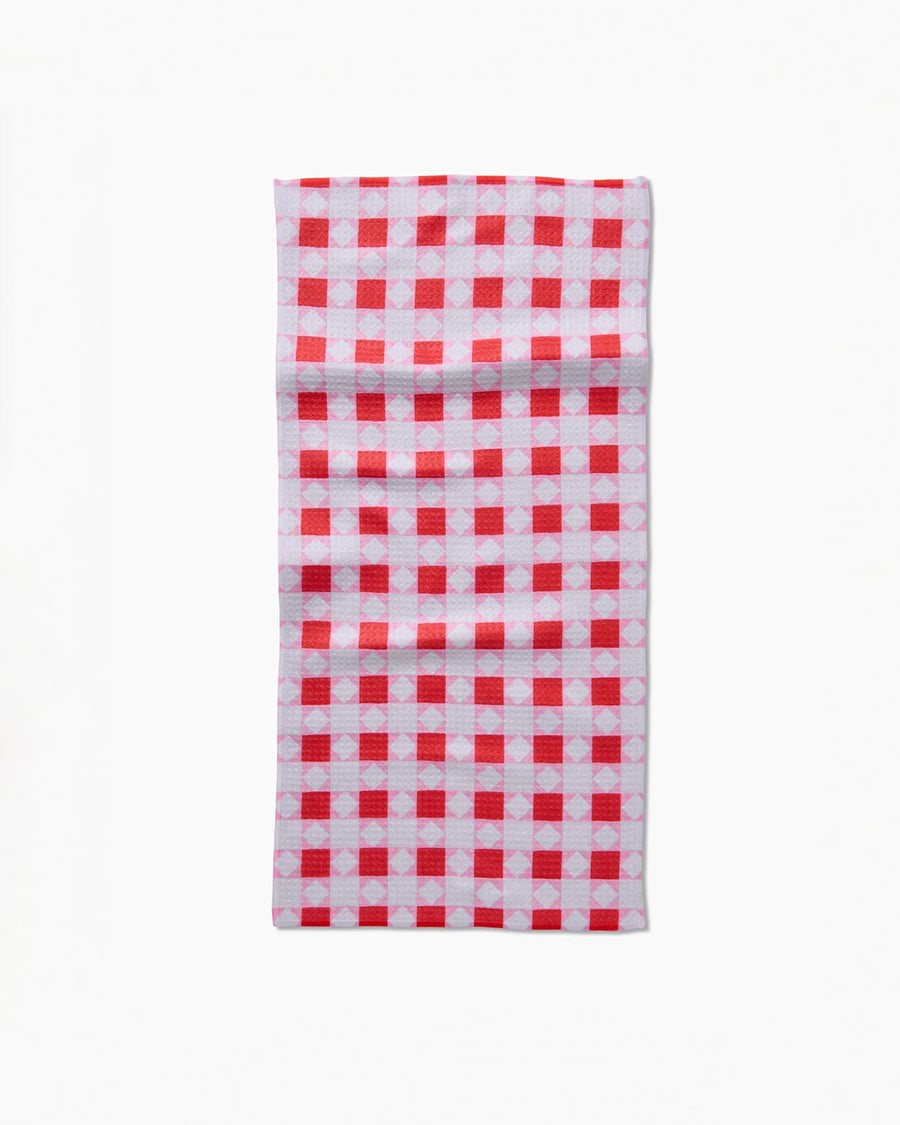 pink and red quilt bar towel