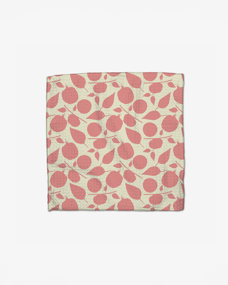 pink and white print dishcloth