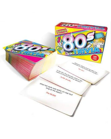 100 80's trivia cards and box