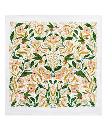 hummingbird and floral abstract tea towel