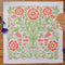 white tea towel with abstract pink poppy print and greenery