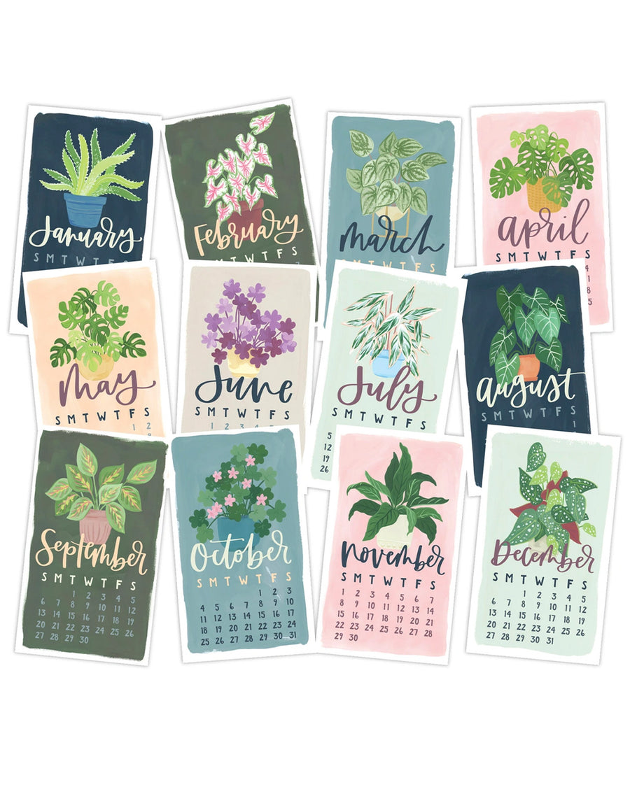 examples of colorful potted plants months of desk calendar