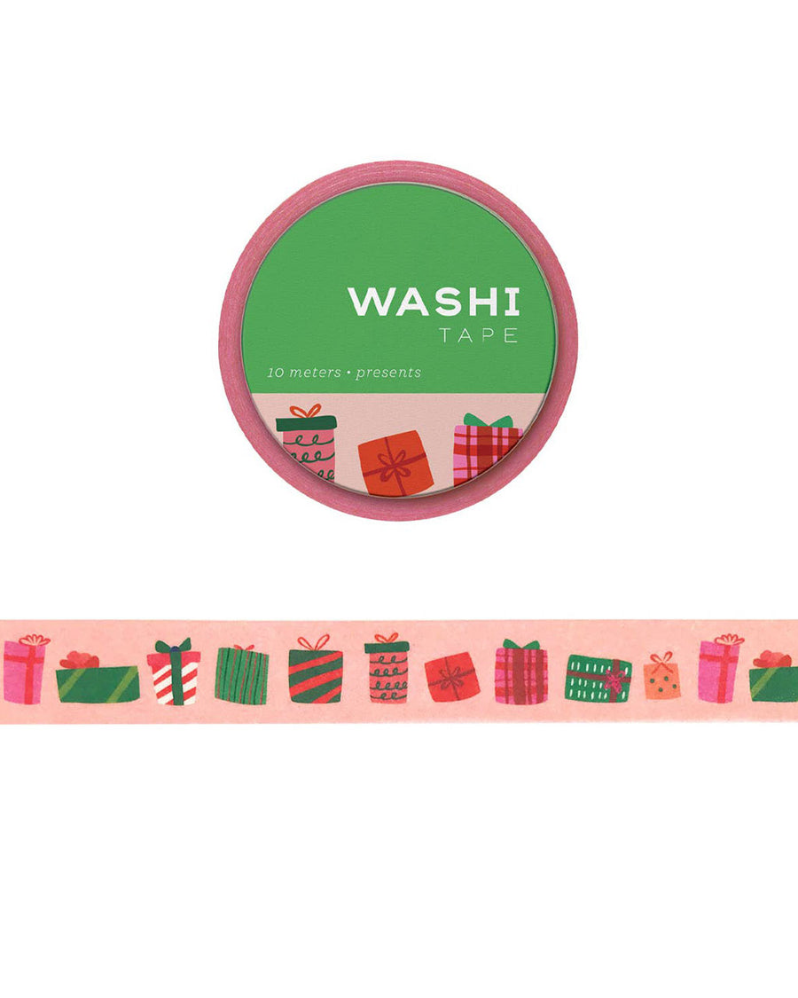 festive washi tape with colorful presents print