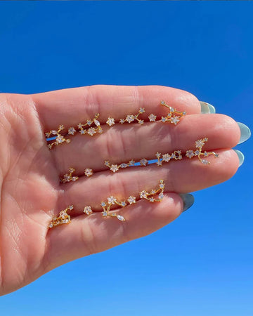 model holding crystal constellation studs