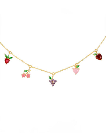 gold fruit charm choker necklace