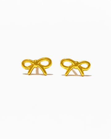 gold tiny bow stud earrings