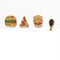 set of 4 food stud earrings: cheeseburger, pizza, fries, chicken drumstick