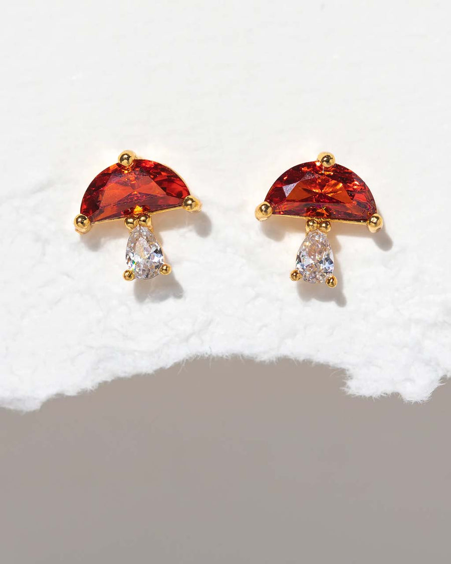 red mushroom stud earrings