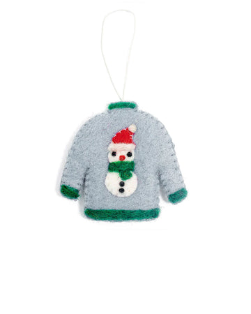 blue snowman sweater felt ornament