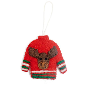 red moose sweater felt ornament
