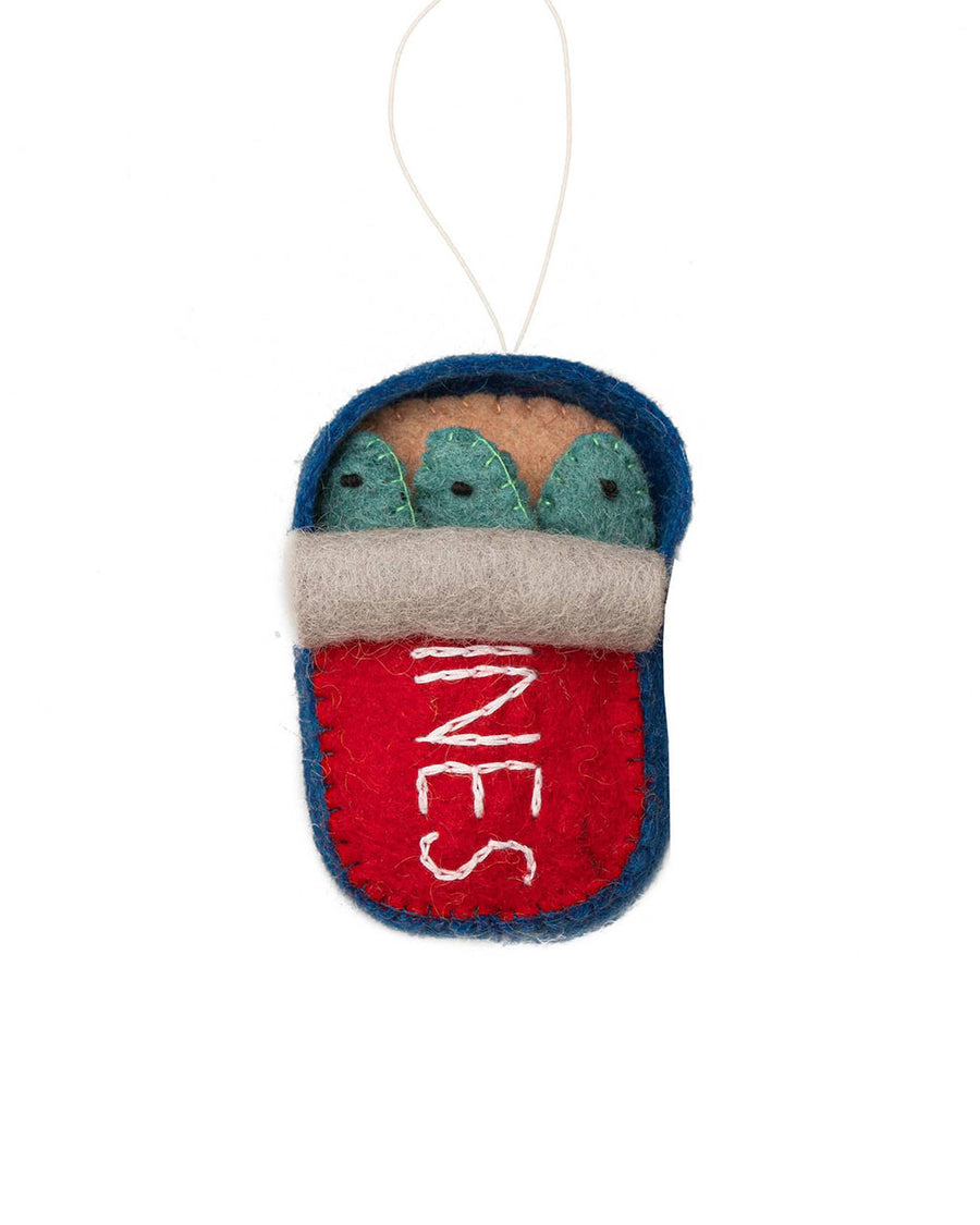 canned sardines felt wool ornament
