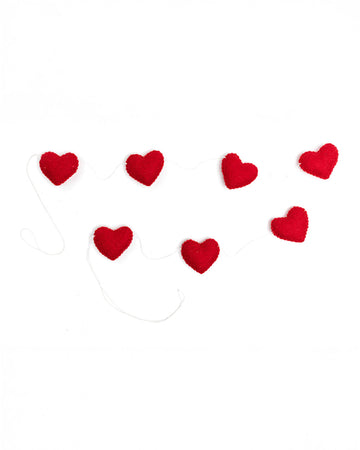 red heart felt garland