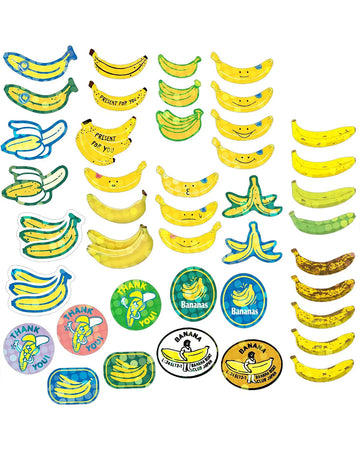 40 banana holographic stickers