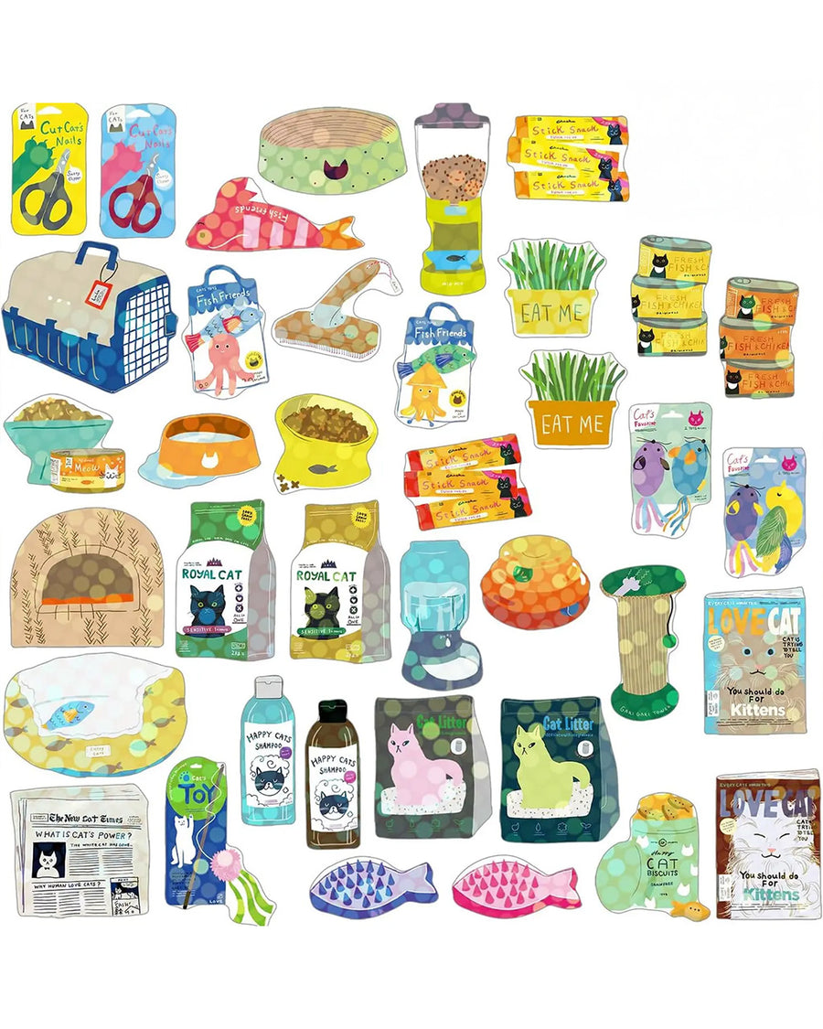 40 cat supply holographic stickers