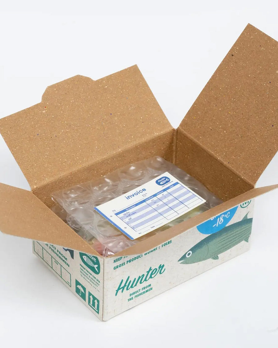 opened box of 40 fish holographic stickers