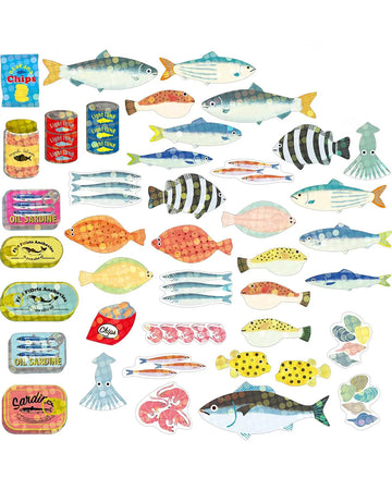 40 fish holographic stickers