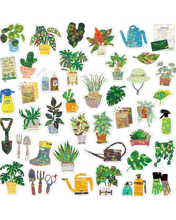 40 plant holographic stickers