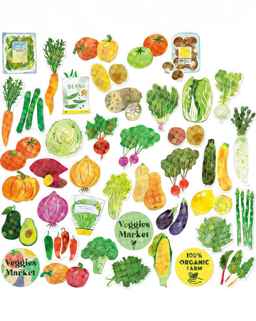 40 veggies holographic stickers