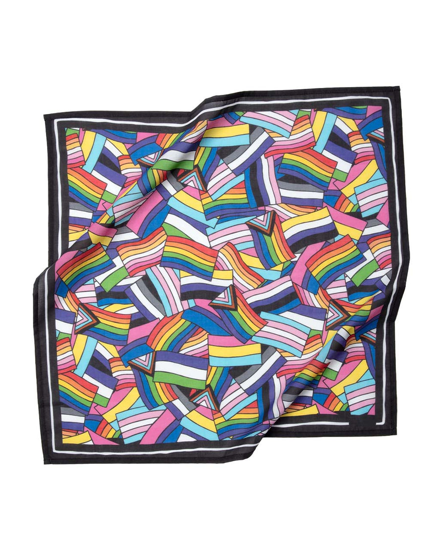 22 in. x 22 in. cotton bandana with all LGBTQ+ flags