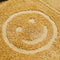 up close of burnt mustard embossed smiley