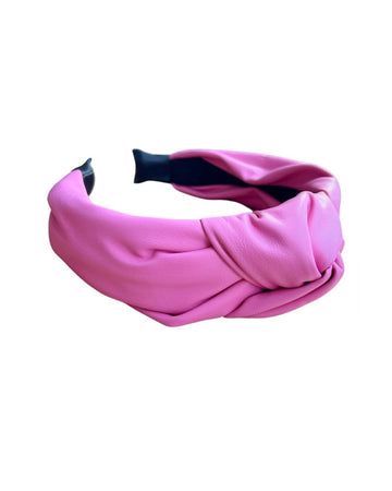 hot pink pleather knotted headband