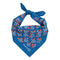 folded blue bandana with all over red floral print