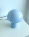 top view of blue mushroom glass table lamp