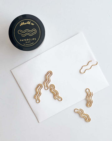 set of 25 gold wavy shaped paper clips
