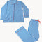 blue and white vertical stripe pj set