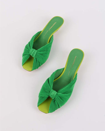 kelly green plissee kitten heels