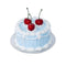 blue fake cake kit with red cherries on top