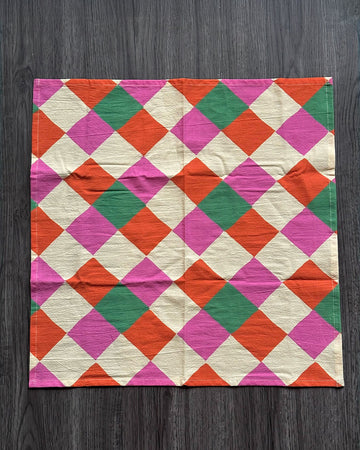 pink, orange, yellow and green diamond tea towel