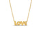 gold retro block letter chain necklace that says 'LOVE'