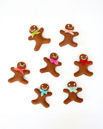 set of 8 gingerbread men ornaments with colorful scarves