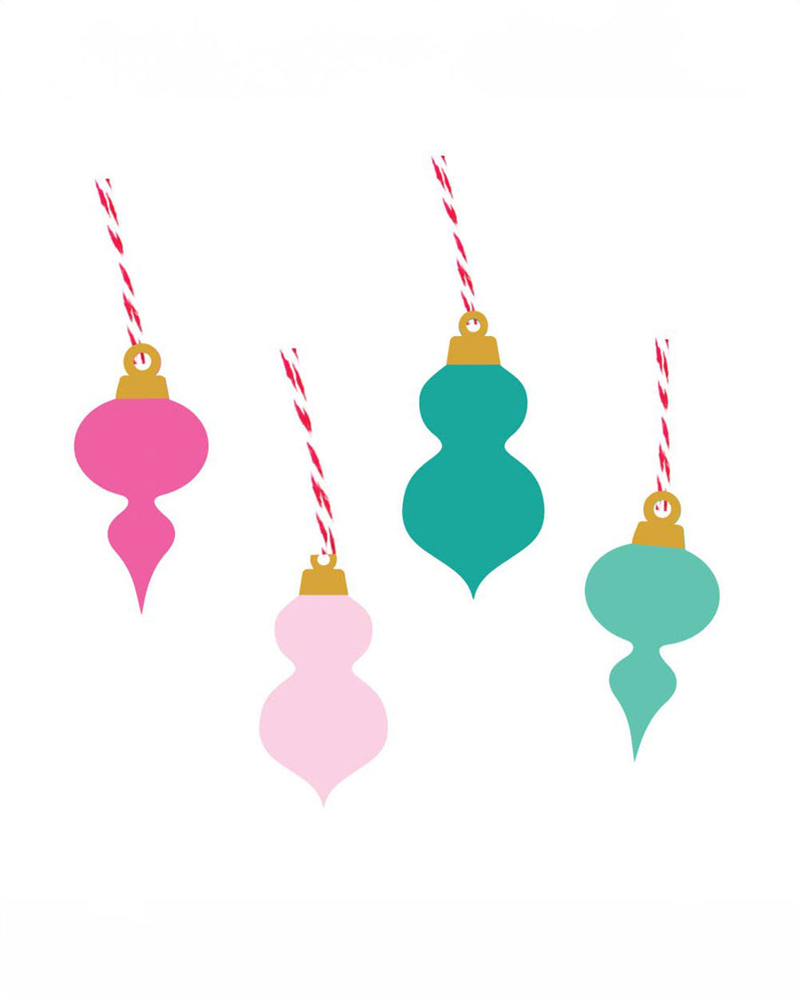 set of four ornament shaped gift toppers