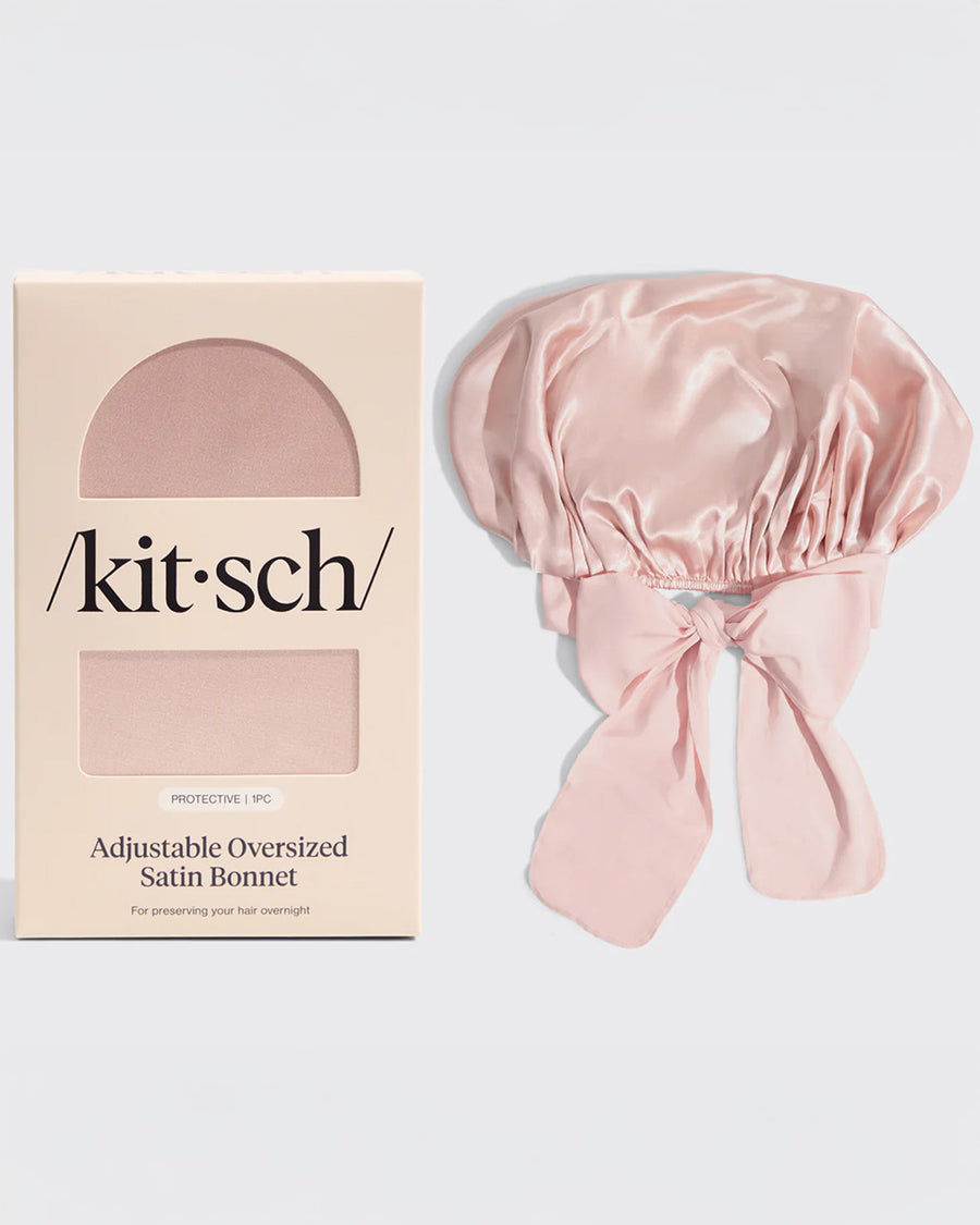 pink satin oversized satin bonnet with packaging