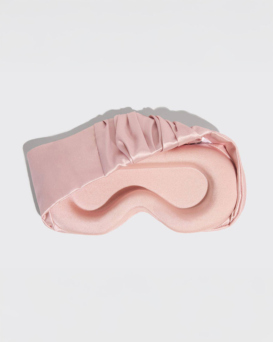 back view of pink satin contour pillow eye mask