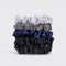stacked set of 5 satin midnight blue thin hair scrunchies