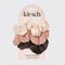 light pink, mauve, and brown puffy cloud scrunchie set