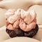 stacked light pink, mauve, and brown puffy cloud scrunchie set