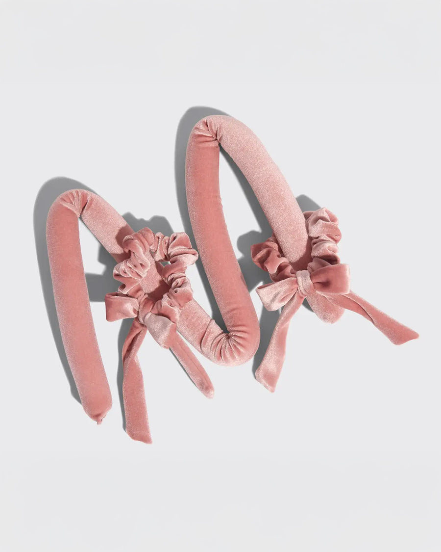 terracotta velvet heatless curling rod and ties