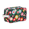 black travel bag with colorful mod floral print