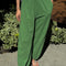 front view of model wearing asparagus balloon pants