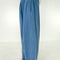 side view of model wearing cornflower cotton wide leg pants with side inlets
