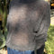 model wearing charcoal mohair crew neck sweater