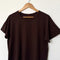 dark brown relaxed fit tee on a wooden hanger