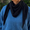 model wearing black cashmere shawl