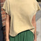 model wearing butter yellow relaxed fit cotton tee