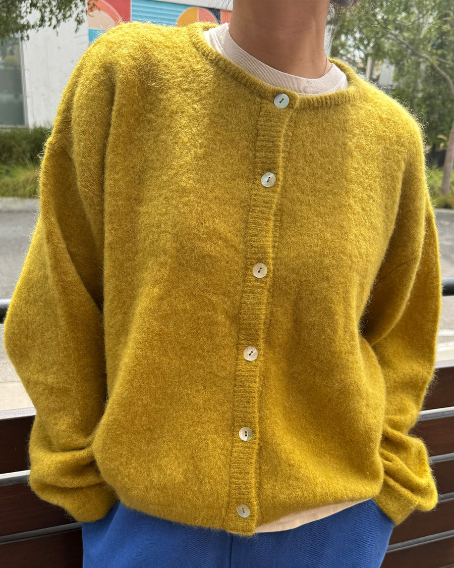 Leila Mohair Cardigan - Bistro Yellow