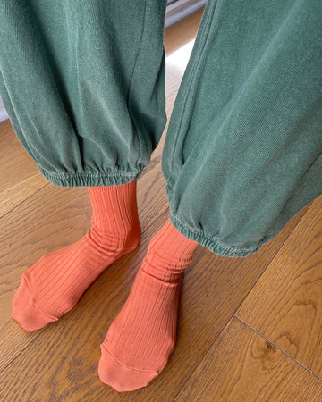 tangerine ribbed socks